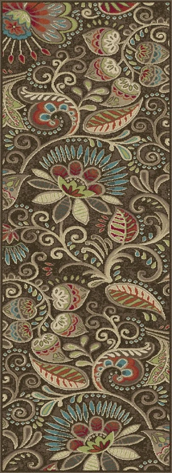 2x7 Capri Brown Transitional Paisley CPR1010 Runner Area Rug - Approx 2'3"x7'3" - Image 1 of 2