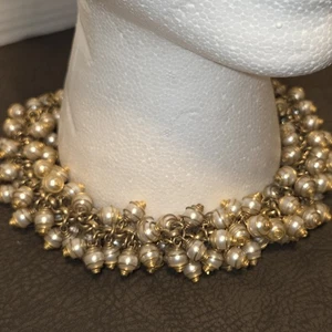 Collar vintage de perlas de imitación en barneys de alambre de oro enjaulado NY 90. - Imagen 1 de 19