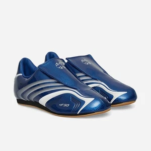 ADIDAS WOMEN'S 5.5 F50 TAEKWONDO ROYAL BLUE WHITE PATENT LEATHER JS1046 - Picture 1 of 7