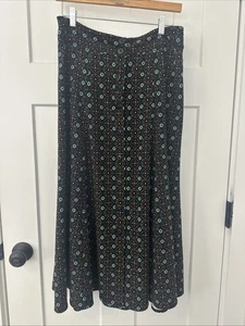 CHRISTOPHER & BANDS STRETCH SKIRT, WOMEN'S SIZE 10, BUTTON FRONT, BLACK PRINT - Picture 1 of 7
