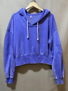 NWOT Free People FP Movement Women Long Sleeve Boxy Hoodie Sweatshirt SZ M Peri - Picture 1 of 13