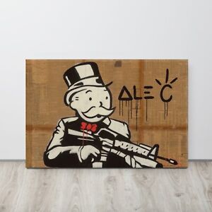 Alec Monopoly Canvas Mr Monopoly With Gun Scarface Street Art Framed Picture