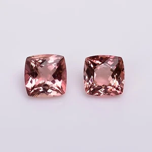 Cushion Cut Natural Pink Tourmaline 5 mm Loose Gemstone Pair For Stud Earrings - Picture 1 of 5