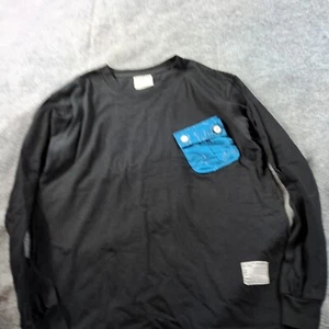 VISVIM Men's Pocket Tee Black Long Sleeve L Blue Pocket - Picture 1 of 5