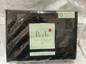 BLACK MEDALLION PERLE QUEEN SIZE SHEET SETS 375 THREAD COUNT - Picture 1 of 3