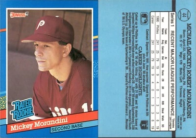Mickey Morandini Rookie Lot of 17 baseball Cards Philadelphia Phillies MLB-625 - Image 1 of 4