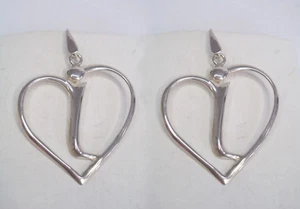 Dangle Earrings With Initial "I" Heart Shaped In SILVER 925 - Picture 1 of 3