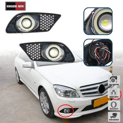 LED Angle Eyes Fog Lights Lamp Cover Bezel NEW For Mercedes Benz C300 C350 C230 — 第 1/4 张图片