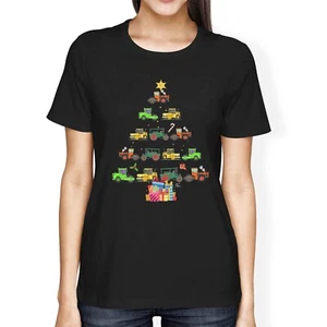 1Tee Damen T-Shirt Loose Fit Construction Weihnachtsbaum aus kleinen Traktoren - Bild 1 von 5