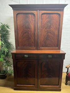 19th Century Flame Mahogany Two Height Cupboard - Picture 1 of 19