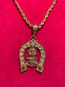 14KT Placcato Oro Trasparente Cz Vergine Maria Ciondolo Con 20 " 4MM Corda - Foto 1 di 6