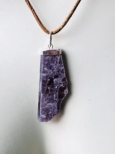 Lepidolith, Anhänger mit 925 Silber, Edelstein, Heilstein, ca. 5cm x 1,9 cm - Bild 1 von 3