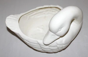 Large Ceramic Goose Duck Planter Basket / 10-1/2" X 7-1/2" X 7-1/2" White - Picture 1 of 7