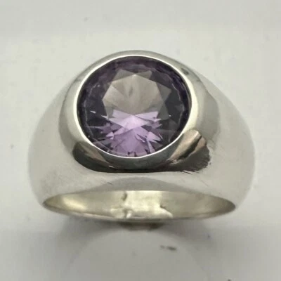 ANILLO HOMBRE PLATA ESTERLINA MJG. Alejandrita creada en laboratorio de 10 mm. S9. NACIMIENTO JUNIO. Foto 1 de 4