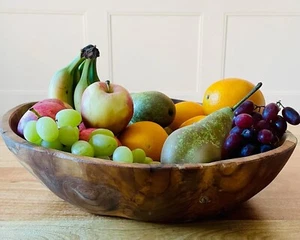 Wooden Fruit Bowl Rustic Serving or Display Dish Carved from Teak Roots - Picture 1 of 10