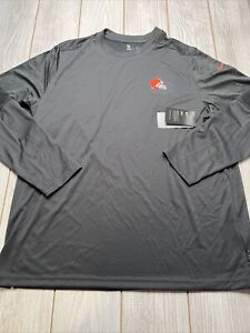 New Nike Cleveland Browns Mens Football Dri-fit Long Sleeve Shirt Size 2XL Gray