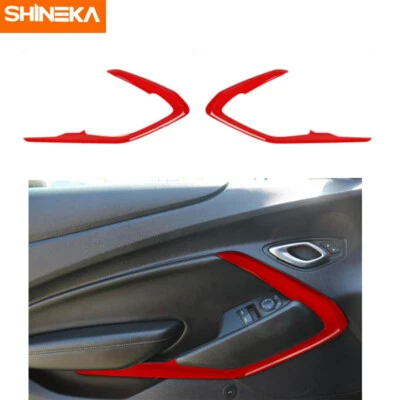 Red Interior Door V Shape Cover Trim Bezel Strip for Chevrolet Camaro 2016+ 2pcs Foto 1 de 4