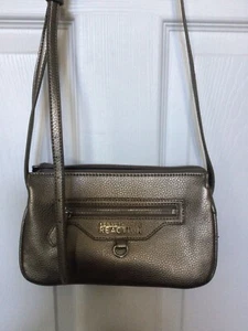 NWOT Kenneth Cole Reaction Black Faux Leather Crossbody Bag Purse Vegan GoldTone - Picture 1 of 4