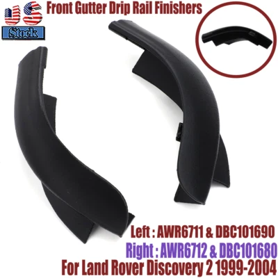 For 1999-04 Land Rover Discovery 2 Left & Right Front Gutter Drip Rail Finishers Foto 1 de 4