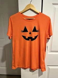 Halloween Lady Pumpkin T-Shirt Short Sleeve Orange-NWT-Women’s Large - Picture 1 of 7