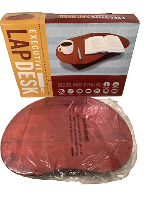 Escritorio ejecutivo para regazo con compartimentos de almacenamiento y mango de cuero con acabado de madera natural💻 Foto 1 de 4