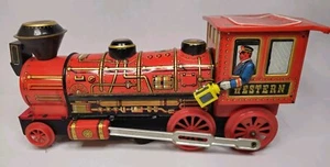 Vintage Modern Toys Made in Japan Tin Litho Red Western Locomotive - Picture 1 of 24