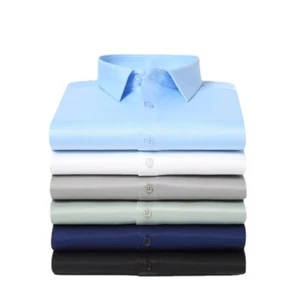 Mens Dress Shirts Long Sleeves Formal Business No Iron Elastic Casual Shirts Top - Picture 1 of 31