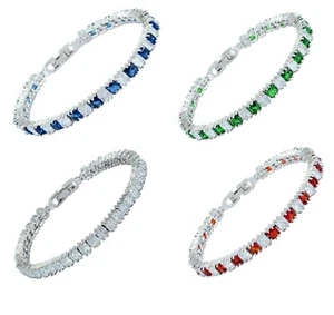 Bracciali Tennis GF Oro Bianco, 38 Gemme Taglio Principessa + Sim Diamanti CRUISE BOXED - Foto 1 di 9