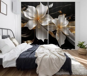 3D Elegante Weiße Blumen H6169 Foto Blockout Vorhang Stoff Fenster Erin 2023 - Picture 1 of 7