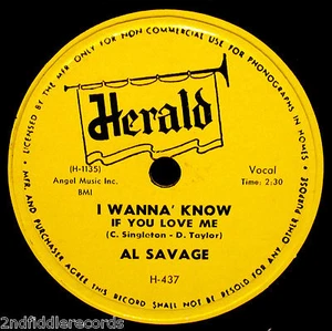 AL SAVAGE-I Wanna Know & Don't Tell Me-High Quality Soul R&B 78-HERALD #H-437 - Picture 1 of 2