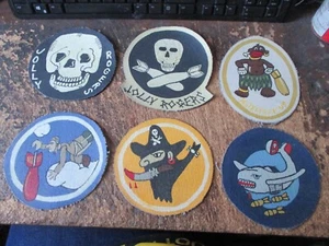 WWII USAAF COMPLETE SIX(6) 90TH BOMB GROUP JOLLY ROGERS 5 TH AAF PATCH LOT - Picture 1 of 4