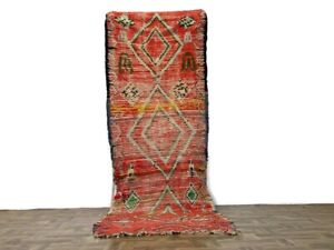 Antique Rug,Moroccan Runner Rug,Handmade Area,Vintage Soft Rug,Matdoor,3x7 ft