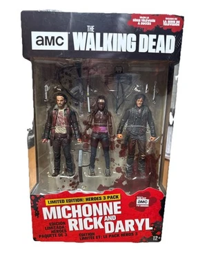 Paquete de 3 figuras de acción de The Walking Dead Heroes Michonne Rick and Daryl Heroes Foto 1 de 4