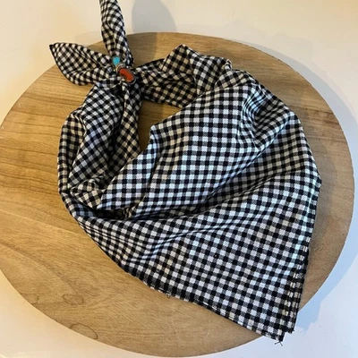 Черно-белый хлопковый клетчатый квадратный галстук-бандана с принтом в клетку унисекс - Изображение 1 из 4