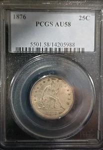 1876 Seated Liberty Quarter PCGS AU58 - Picture 1 of 4