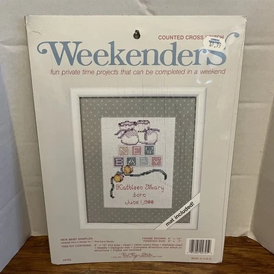 Kit de punto de cruz contado sampler bebé Weekenders 5 X 7 + tapete enmarcado 8x10 Foto 1 de 3