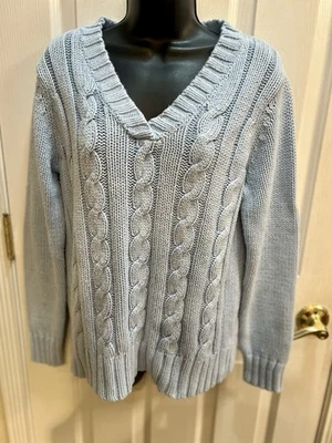 Suéter Y2K Vintage Route 66 Bebé Azul Brillo Cable Tejido Grande Acogedor Foto 1 de 4