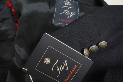 Fay Travel Jacket Navy Blue Woven 100% Wool Sport Coat Jacket Sz 40 BRAND NEW - Image 1 of 4