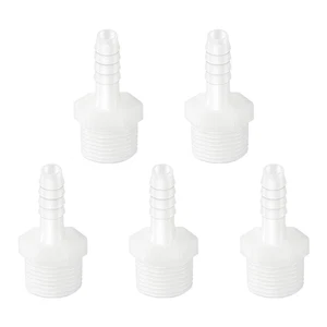 Kunststoff Schlauch Widerhakenverschraubung, 5/16" Widerhaken auf 1/2" Außengewinde weiß Adapterverschraubung  - Bild 1 von 12