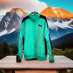 Vintage Puma Trainingsjacke Kelly grün Full Zip Warm Up strukturiert großes Logo Herren XXL - Bild 1 von 6