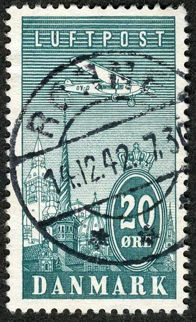 Dinamarca 1934 Avión sobre Torre de Copenhague Usado (SC# C8) Foto 1 de 1