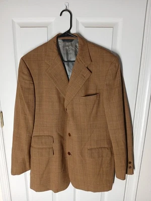 Brooks Brothers Abrigo Deportivo Hombre 42L Marrón Bolsillo Billete Tejido Tic Tweed 3 Botones Foto 1 de 4