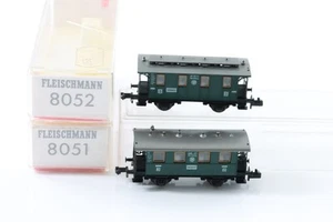N FLEISCHMANN 8051 8052 DRG Durchgangswagen grün 2./3.Kl. 3.Kl. Konvolut OVP N55 - Picture 1 of 4