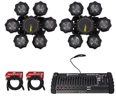 (2) Chauvet DJ Helicopter Q6 Rotating Dance Floor Effect Lights+DMX Controller - Image 1 of 4
