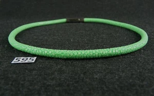 595) Luxuriöse Extravagante Rochenleder Collier Halskette 43 cm Edel Einzigartig - Picture 1 of 10