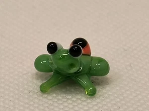 Miniature Glass Frog W/ Ladybug 9/16"Wide x 9/16" Length x 1/2" Tall - Picture 1 of 6