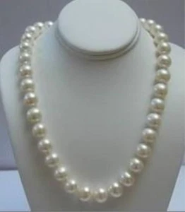 Schöne natürliche 9-10 mm weiße Akoya Perlenkette 16-36" 14K Goldverschluss AA - Bild 1 von 10