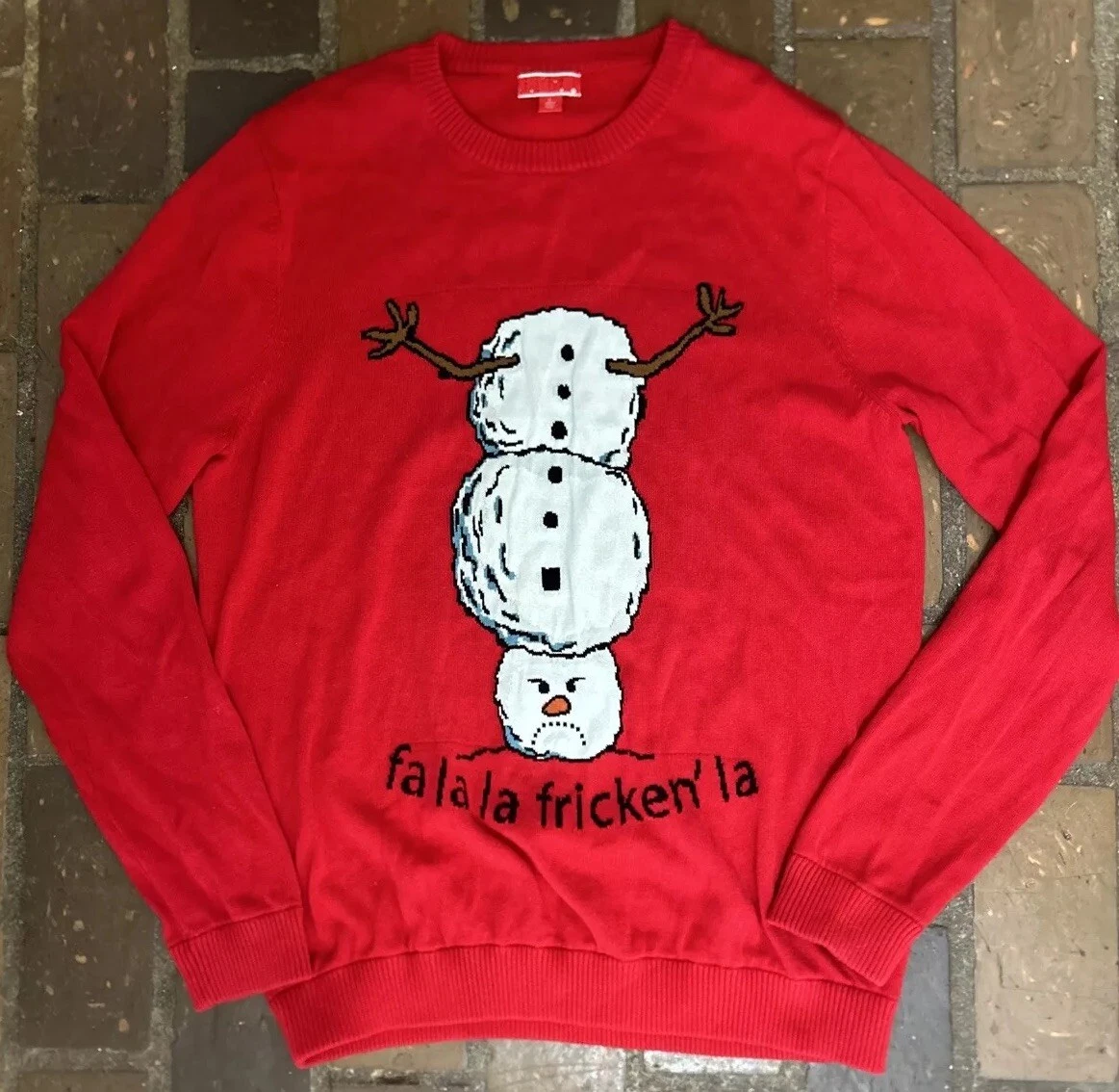 V28 Ugly Christmas Sweater For Women – Merry Reindeer & Snowman Knit Pullover, Black, Size Small