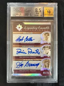 2006 UD Autographs Bob Feller / Robin Roberts / Jim Bunning #9/25 BGS 8.5 NM-MT+ - Picture 1 of 2