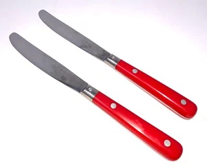 Set 2 ROTE Messer Wesley Carnival Edelstahl Besteck MCM Vintage Nieten Midcentury - Bild 1 von 7